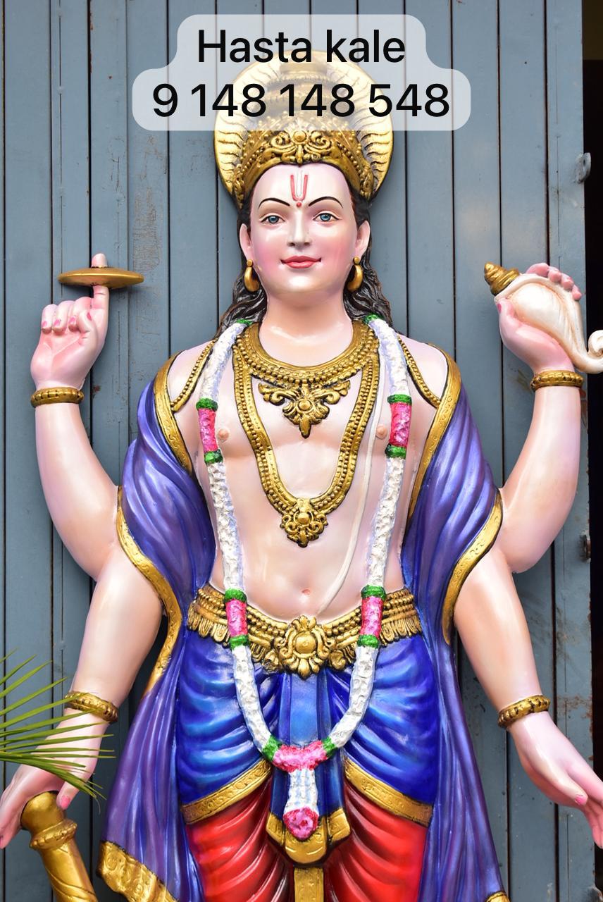 Vishnu 3D Fiber Mural Wall Art | Hasta Kale | Handcrafted Antique Wall Panel 7x3 ft