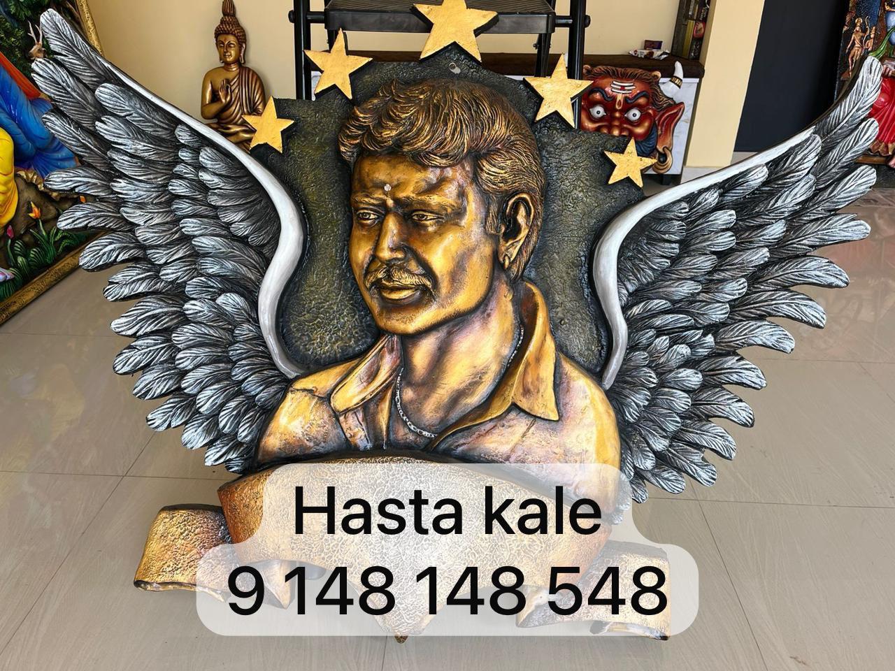 Custom Portrait 3D Fiber Mural | Hasta Kale | Handcrafted Winged Wall Art 4x3 ft