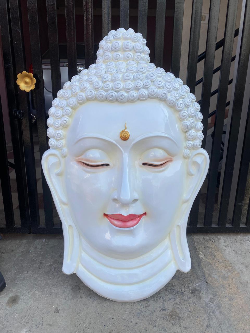 Buddha Face 3D Fiber Mural Wall Art | Hasta Kale | Handcrafted Spiritual Décor 4x2.5 ft