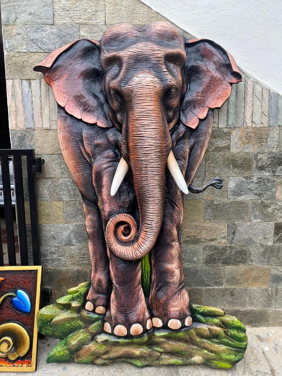 Elephant  3D Fiber Mural Wall Art | Hasta Kale | Handcrafted Wildlife Wall Panel 7x4 ft