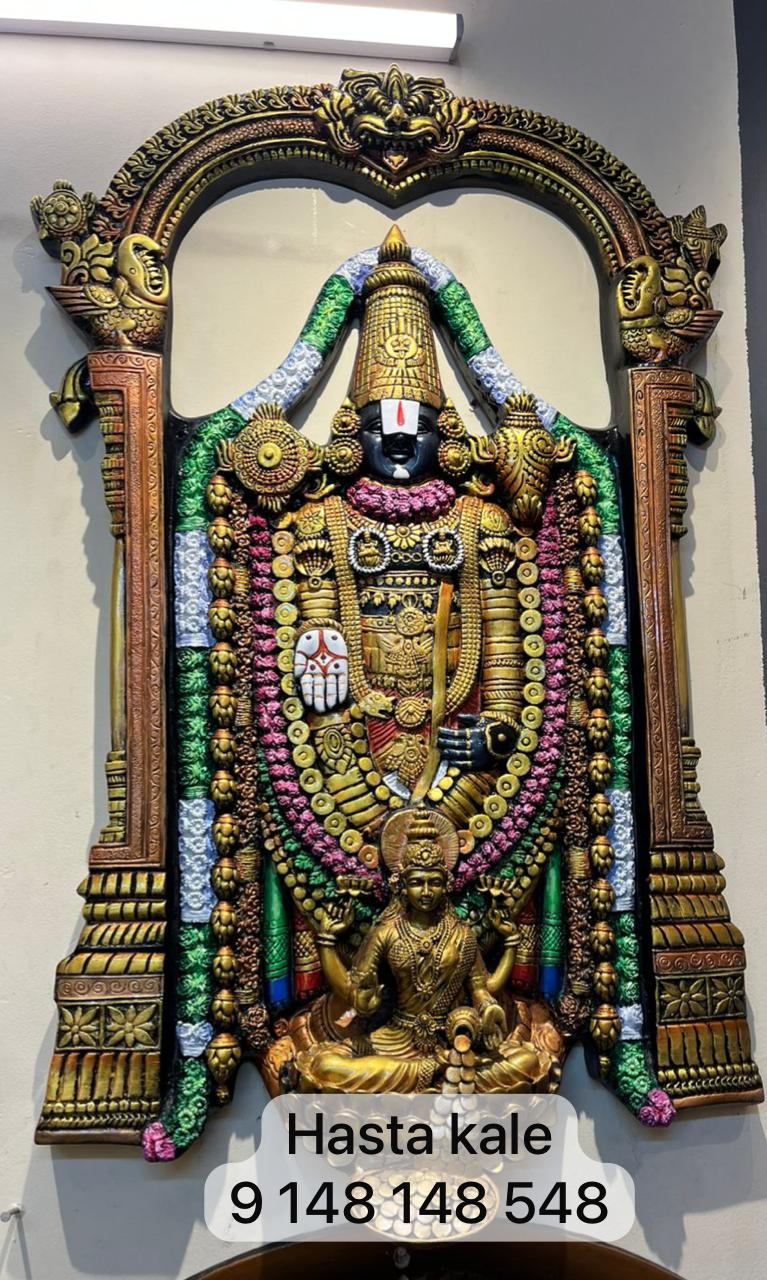 Lord Venkateswara (Tirupati Balaji) 3D Fiber Mural | Hasta Kale | Handcrafted Divine Wall Art 3x2 ft